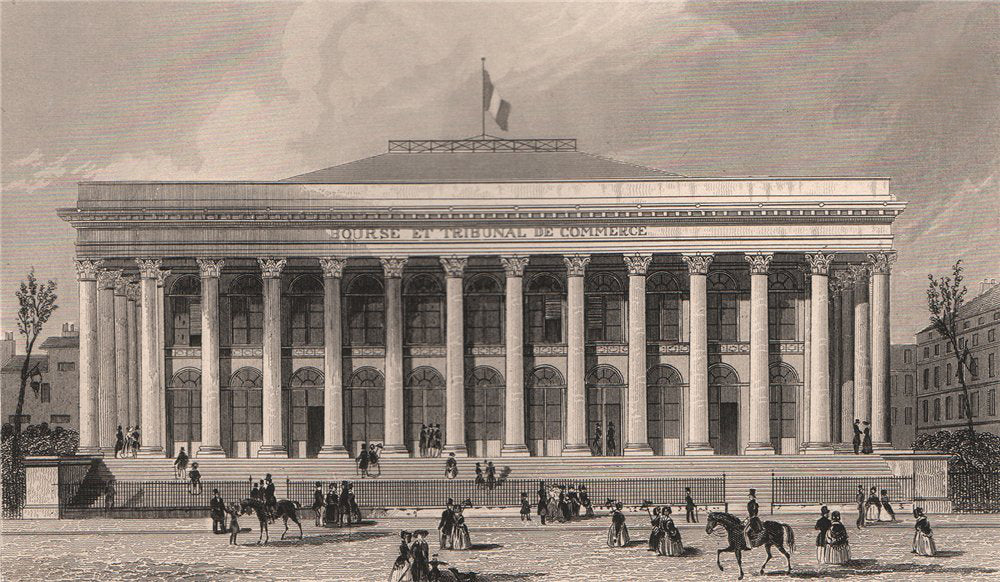 PARIS. The Exchange. BICKNELL 1845 old antique vintage print picture